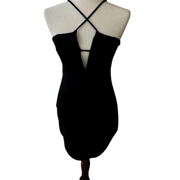 ASTR The Label Sz M Black BodyCon Minidress w/ Plunge Neckline Cocktail Party - Picture 2 of 7
